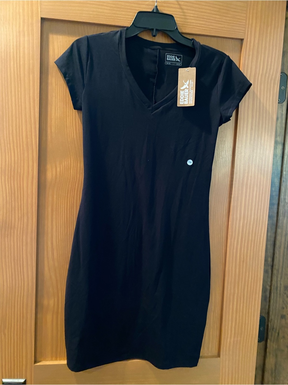 Eddie Bauer Women’s Black Short Sleeve Aster V-Neck Dress NWT Size XS